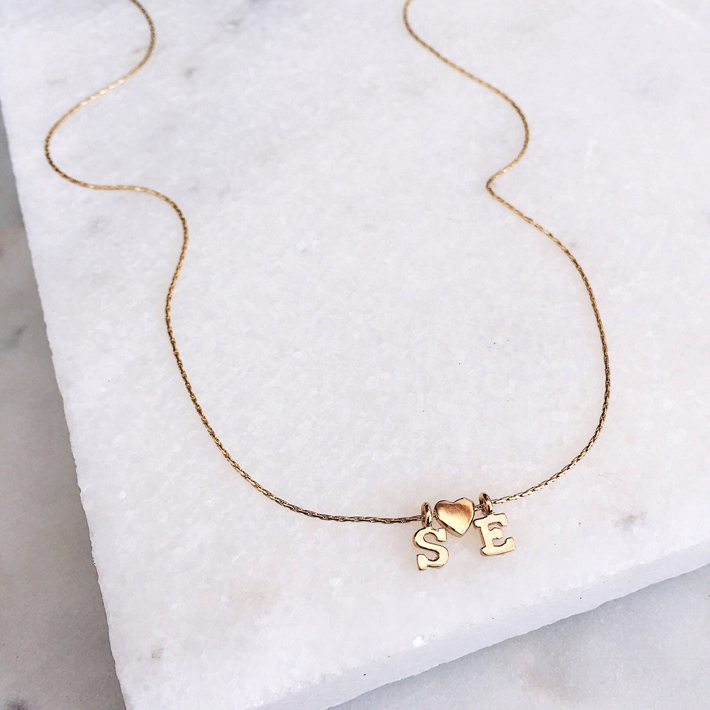 XO Necklace Custom Initial Letters Necklace 14k Gold Fill Etsy