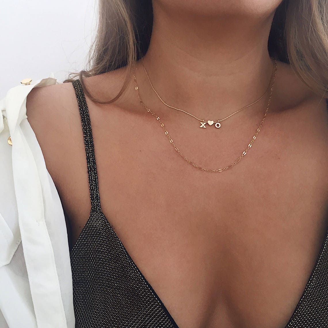 XO Necklace Custom Initial Letters Necklace 14k Gold Fill Etsy
