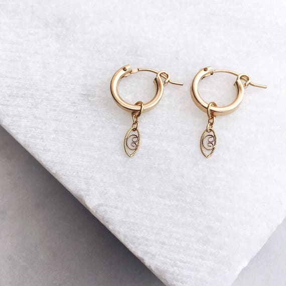 Gold Hoop Earrings Dainty Gold Earrings 14 KT Gold Fill Etsy