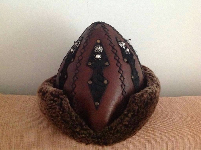 Leather Winter hat Turkish Hat,Unisex Hats,Mid Century Hats,Anatolian HAT Handmade Hats,Resurrection Medieval Hat,Turkish Handmade Fur Hat