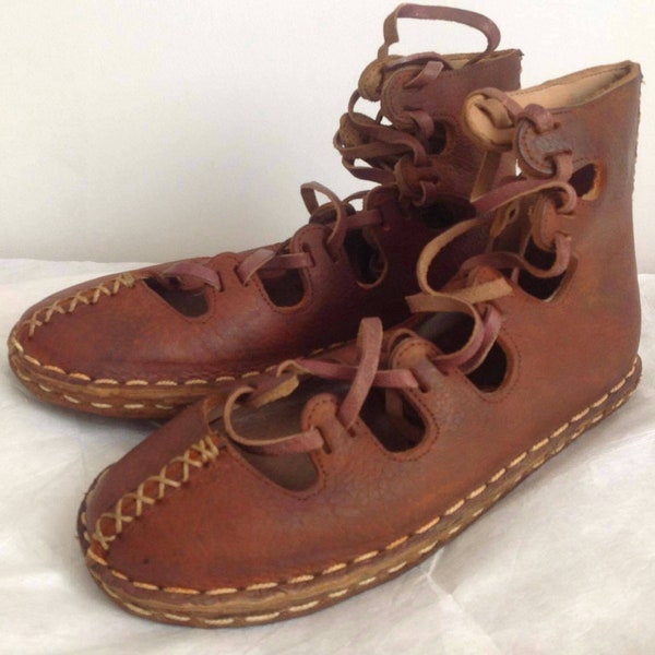 Double Sole Roman Gladiator Sandal, Leather  Shoes,Medieval Period Shoes Turkish  Shoes,Handmade Leather Double sole Gladiator