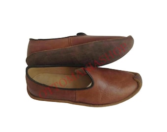 Sandalias planas de cuero turco yemení hechas a mano, estilo histórico medieval, zapatos históricos hechos a mano, sandalias de cuero.