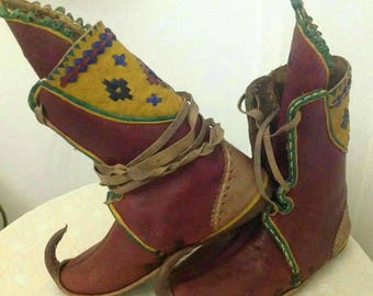 Botas medievales, zapatos históricos, zapatos otomanos, yemeníes turcos, botas de hadas-botas de elfos Zapatos hechos a mano de época medieval, botas unisex de cuero de duende