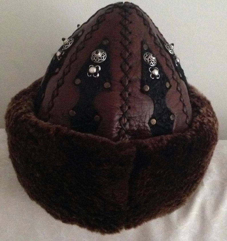 Leather Winter hat Turkish Hat,Unisex Hats,Mid Century Hats,Anatolian HAT Handmade Hats,Resurrection Medieval Hat,Turkish Handmade Fur Hat