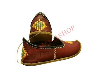 Medieval Sandal,Custom Made Shoes,Resurrection Ertugrul Shoe,Mid Century Shoes,Turkish Ottoman Unisex Shoes,Kayi Sembol Flat  Sandals