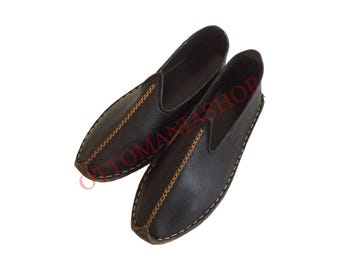 Mid Century Historical Sandal,Mediavel Period Syle Unisex Adult  Leather Handmade Turkish Yemeni,Free Shipping Shoe,Leather Handmade Sandal