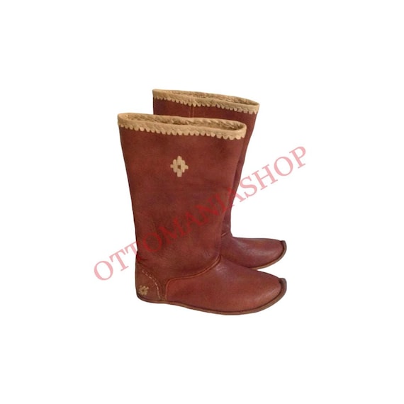 Medieval Period Ottamon-Turkish Handmade Leather Boots,Unisex Adult Shoes-Boots-Sandal,Mid Century Boots, Handmade Leather Boot