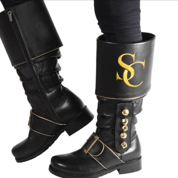 PROSANTASHOP BOTTES DE PÈRE NOL, Botte de père Noël faites main, Botte en cuir nubuck, Costume de père Noël, Costume de Noël, Botte de père Noël, Botte sur mesure en cuir