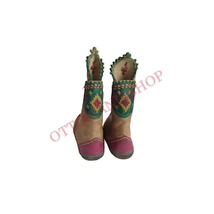 Mittelalterlicher historischer türkischer Lederschuh-Elfenstiefel, Handgemachte Lederstiefel,Unisex-Lederstiefel,Erdiger Stiefel