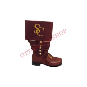 Handmade Santa Claus Boot,Nubuck Leather Boot,Santa Suit,Chrismas Costume,Santa Boots, Leather Mid Calf Boots,Leather Custom Made Boot,Boot