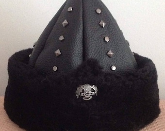 CLEARANCE Hats,Mid Century Hat,Medieval Hat,Medieval Handmade  Hat,Turkish Leather hats,Handmade Leather hats,Large hats Faux fur,KAYİ Hats