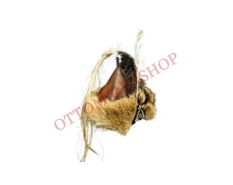 Handmade Leather Fur Hat, Unisex Medieval Turkish Style
