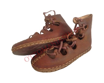 Double Sole Roman Gladiator Sandal, Leather  Shoe,Medieval Period Shoes Turkish ,Handmade Leather Double sole Gladiator,Grounding & Earthing