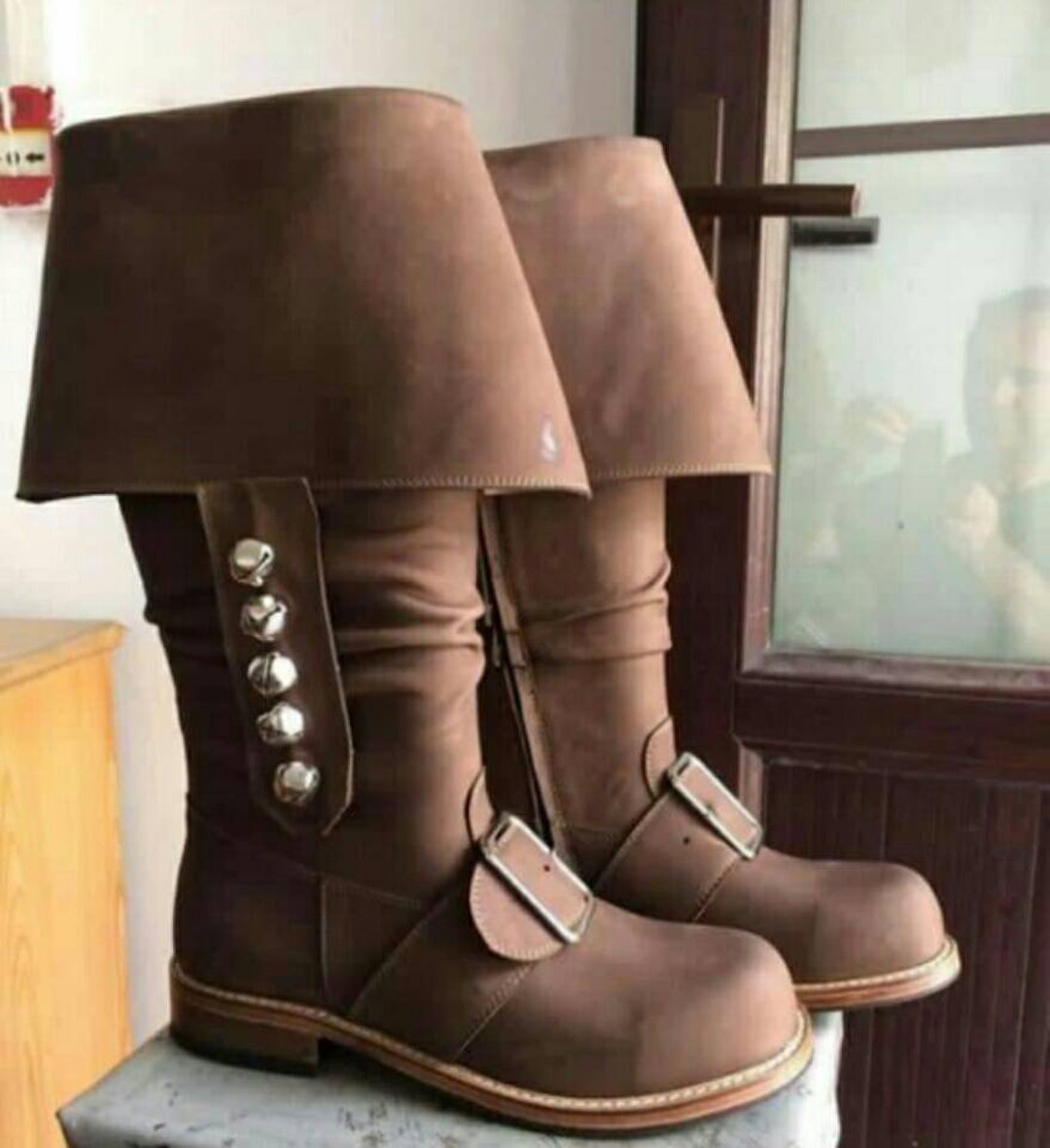 Handmade Santa Claus Boot,nubuck Leather Boots,santa Suit,chrismas