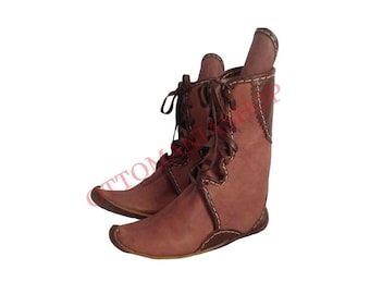 Handmade Medieval Historical Ottoman Turkısh Leather Boot, Handmade Unisex Adult Boot,Leather Boots,Handmade Leather,Leather  Goblin Boot