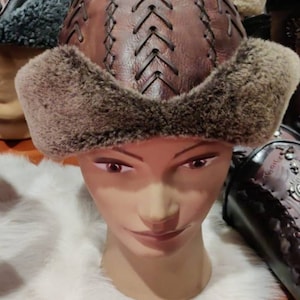 Handmade Leather ERTUGRUL Hat,Medieval Hats,Handmade Hat,Winter Hat,Resurrection Leather Hat,Leather Turkish hat,Resurrection hat,KAYİ Hat