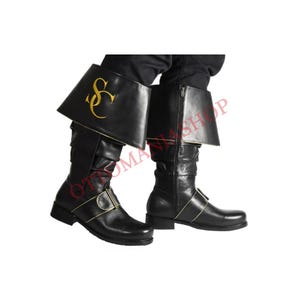 Handmade Santa Claus Boot,Large Calf Leather Boot,Santa Suit,Chrismas Costume,Santa Boot, Leather Handmade Boot,Leather  Custom Made Boot