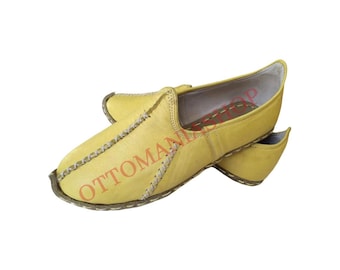 Handmade Leather Shoes,Unisex Turkish Ottoman Yemeni, Flat Shoes Sandal,Mid Century Clothing,Medieval Sandal,Leather Sandals
