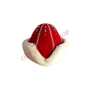 Handmade Santa Hat,Santa Costume,Hats,Santa Suit,Chrismas Costume Professional,Santa Hats,Red Hats,Fur Hat,St Nicholas  Hat,Leather Hats,