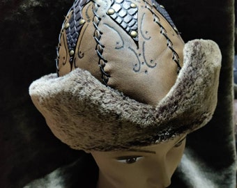 Handmade Leather ERTUGRUL Hat,Medieval Hats,Handmade Bork,Winter Hat,Resurrection Leather Hat,Turkish hat,Resurrection hat,KAYİ Hat,Ertugrul
