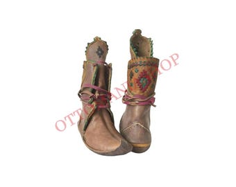 Medieval Historical Ottoman Turkısh Leather Boot, Handmade Unisex Adult Shoe,Leather Boots,Handmade Mediavel Leather Boot,Earthy Boot Goblin