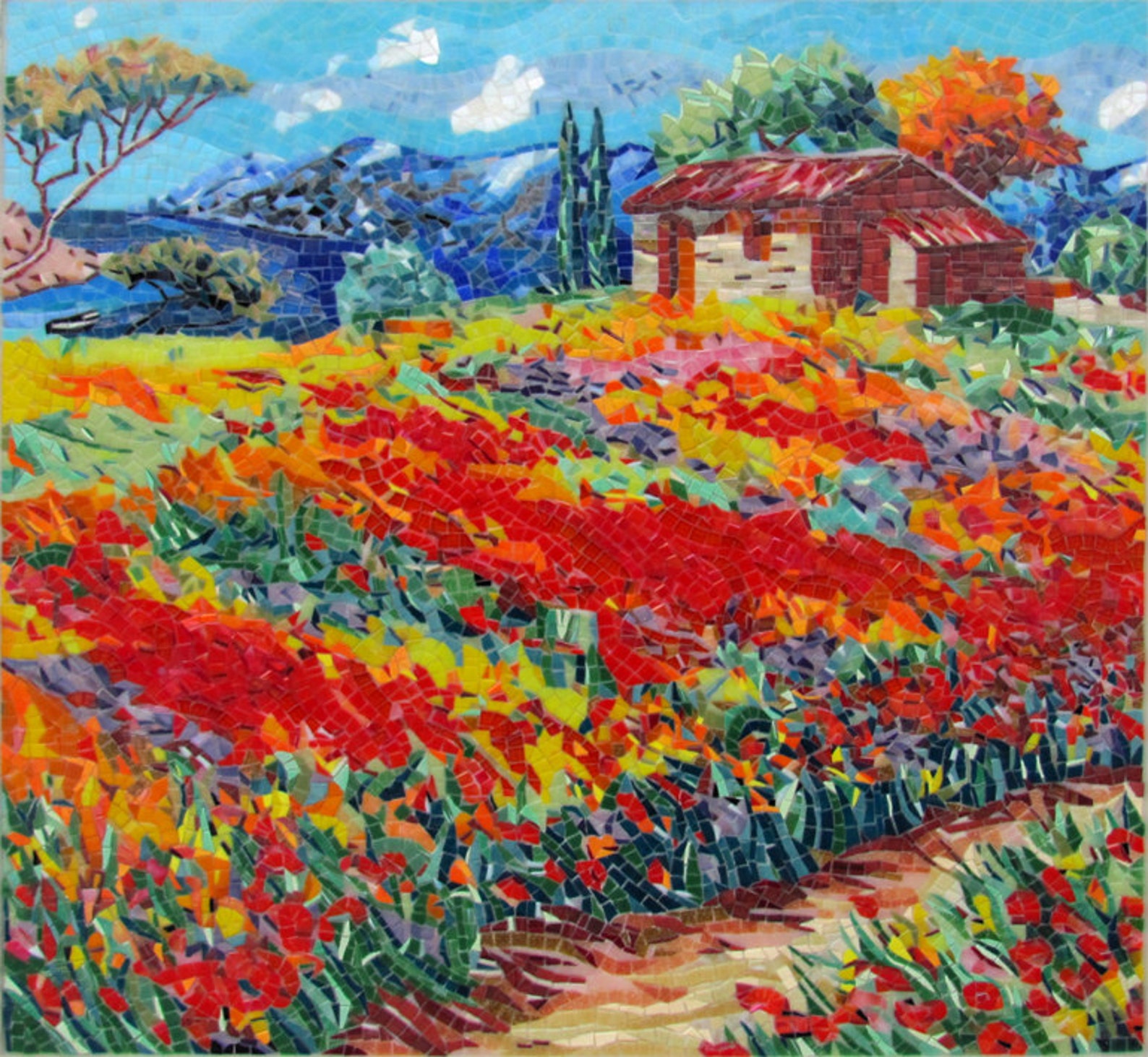 Seaside landscape glass mosaic picture | Etsy