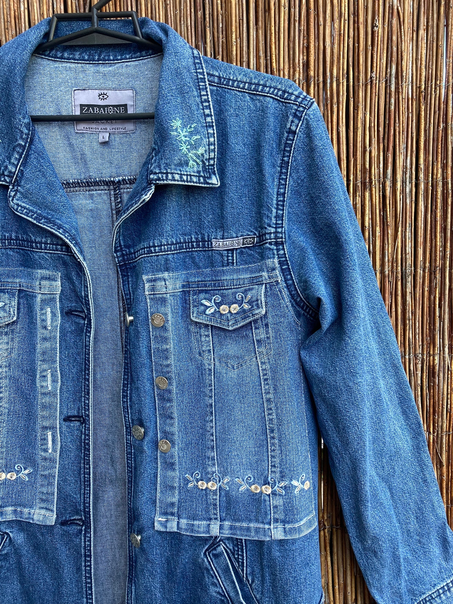 L Upcycle Denim Jacket Coat Long Recycled Denim Jacket Etsy