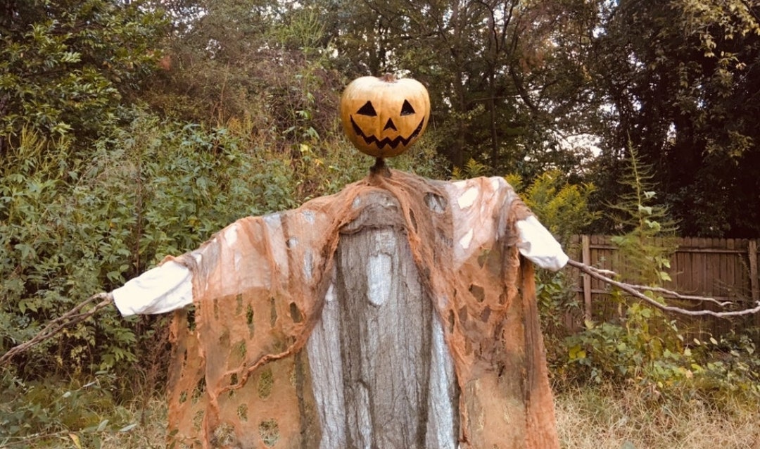 Pumpkin Jack O Lantern Scarecrow Head Foam Prop Haunt Horror Halloween ...