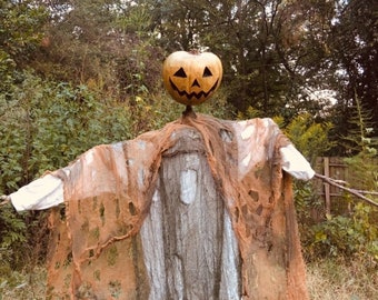 Pumpkin Jack o Lantern Scarecrow Head foam prop Haunt Horror Halloween
