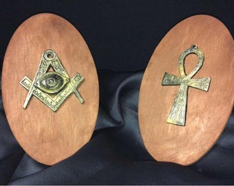 Faux Bronzed Masonic Symbol or Egyptian Ankh display prop decor award plaque