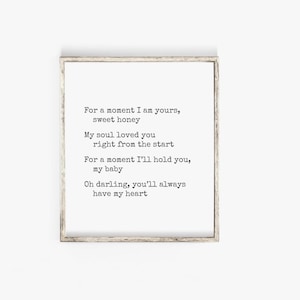 Mío por un momento // Arte imprimible // Poema de cuidado de crianza // Una madre para su hijo