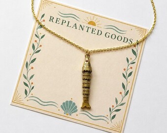 Large Articulated Fish Necklace // Seaside Vibe Collection // Ocean-Inspired Necklace // Nautical Jewelry // Gold Fish Pendant