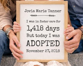 Personalized Foster Care Adoption Sign // Days in Foster Care // Digital Print