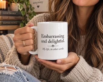 Embarrassing & Delightful // Emma M Lion Mug // 2-Sided Coffee Cup // The Unselected Journals // Book Club Gift // Lion Hearts