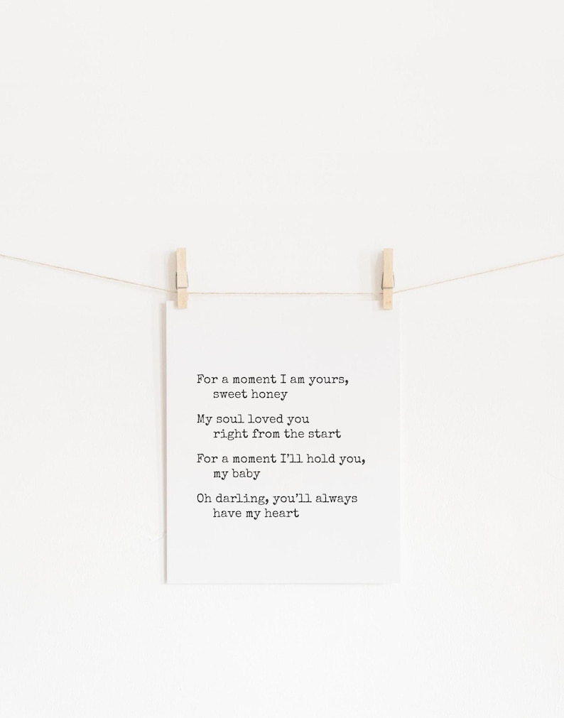 Mine for a Moment // Printable Art // Foster Care Poem // A - Etsy