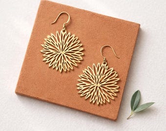 Retro Flower Earrings // Brass Asters // Vintage Vibe Collection