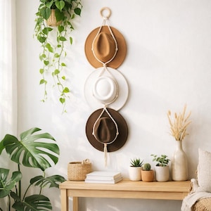 Hat Hanger // Adjustable // Minimalist // Scandinavian Boho Wall Decor // Rope Hat Holder // Macrame Hat Hanger