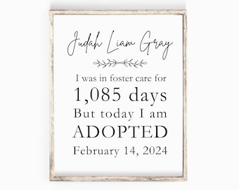 Personalized Foster Care Adoption Sign // Days in Foster Care // Digital Download