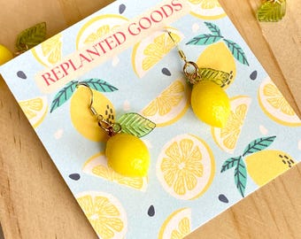 Lemon Drop Earrings // Fruit Earrings // Vintage Vibe Tutti-Fruity Earrings //