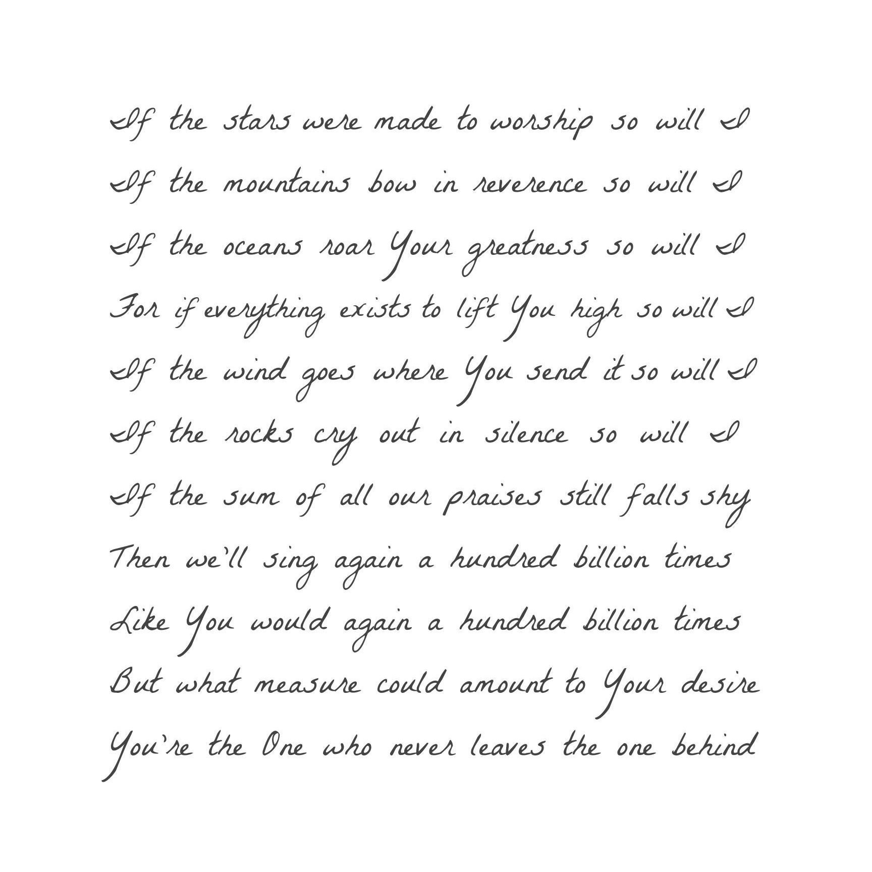 So Will I // Printable Lyric Art // Worship Lyrics | Etsy