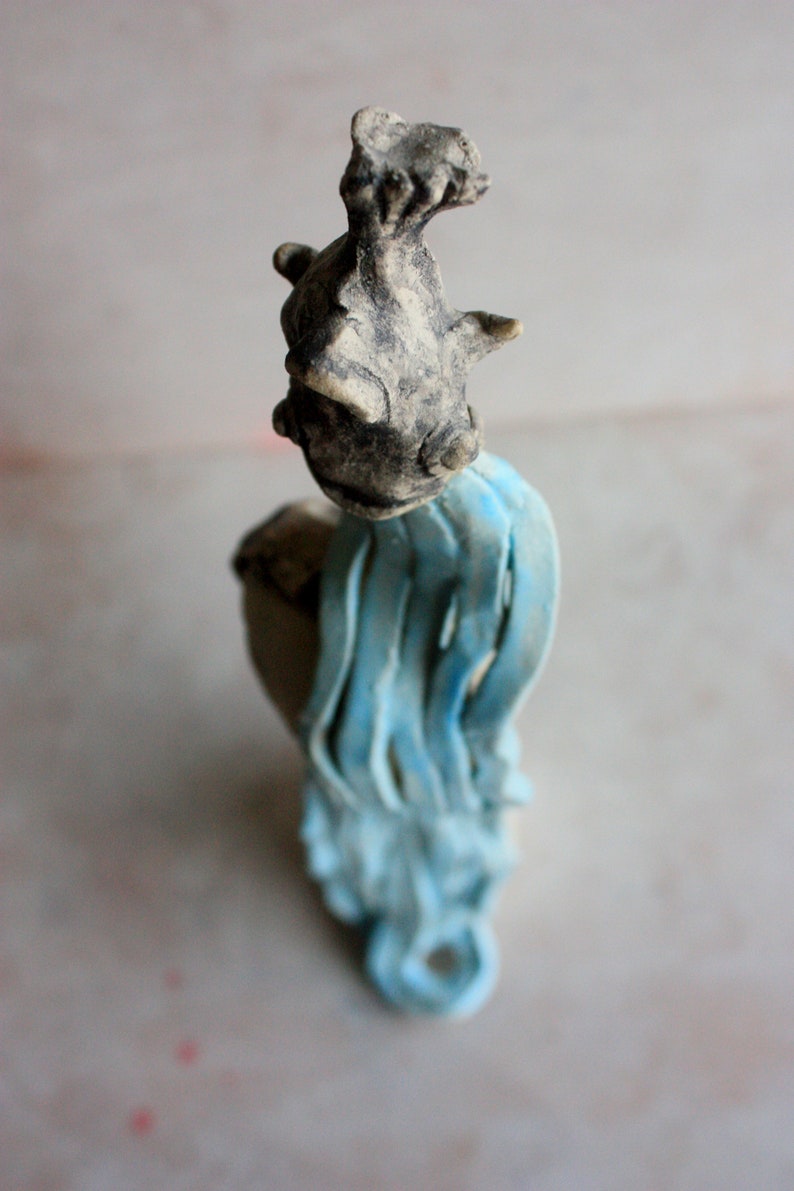 Sculpture ceramic art young girl-the girl of water-sculpture white enamelled glazed ceramics sculpture Keramik