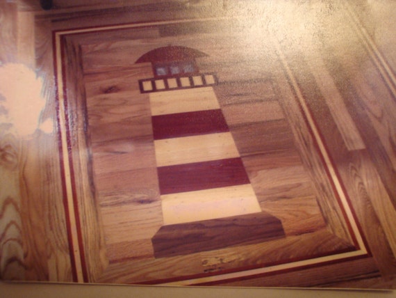 Wood Floor Lighthouse Custom Exotic Wood Inlay Etsy