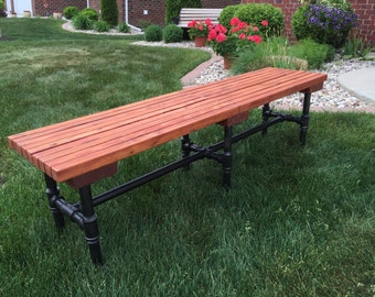 Cedar Industrial Pipe Bench - Outdoors or Indoors!