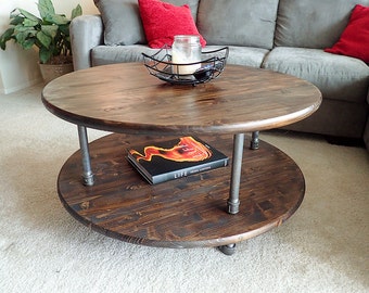 industrial pipe furniture wood round rustic industrial pipe coffee table furniture etsy industrial pipe furniture wood round rustic industrial pipe coffee table furniture etsy