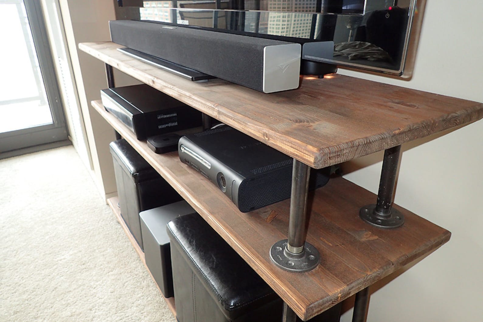 Industrial Pipe Entertainment Center tv Stand Etsy industrial-pipe-entertainment-center-tv-stand-etsy
