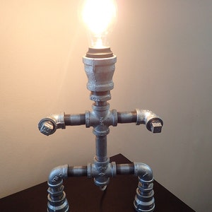 Industrial Pipe Robot Lamp with Edison Bulb