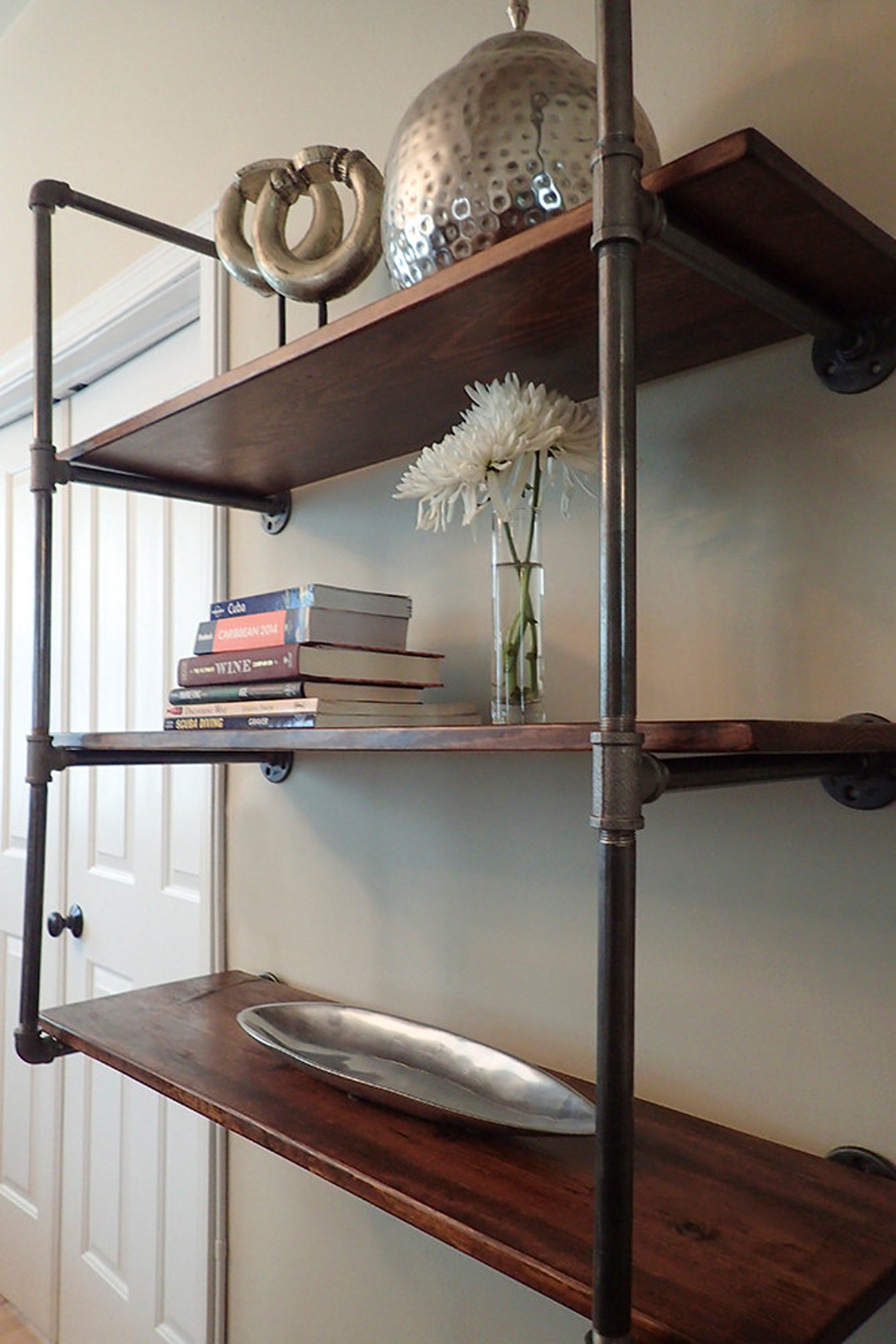 Industrial Pipe Shelving Unit Wall Mounted Etsy