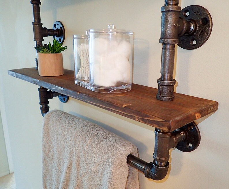 Industrial Pipe Bathroom Shelf / Towel rack Etsy