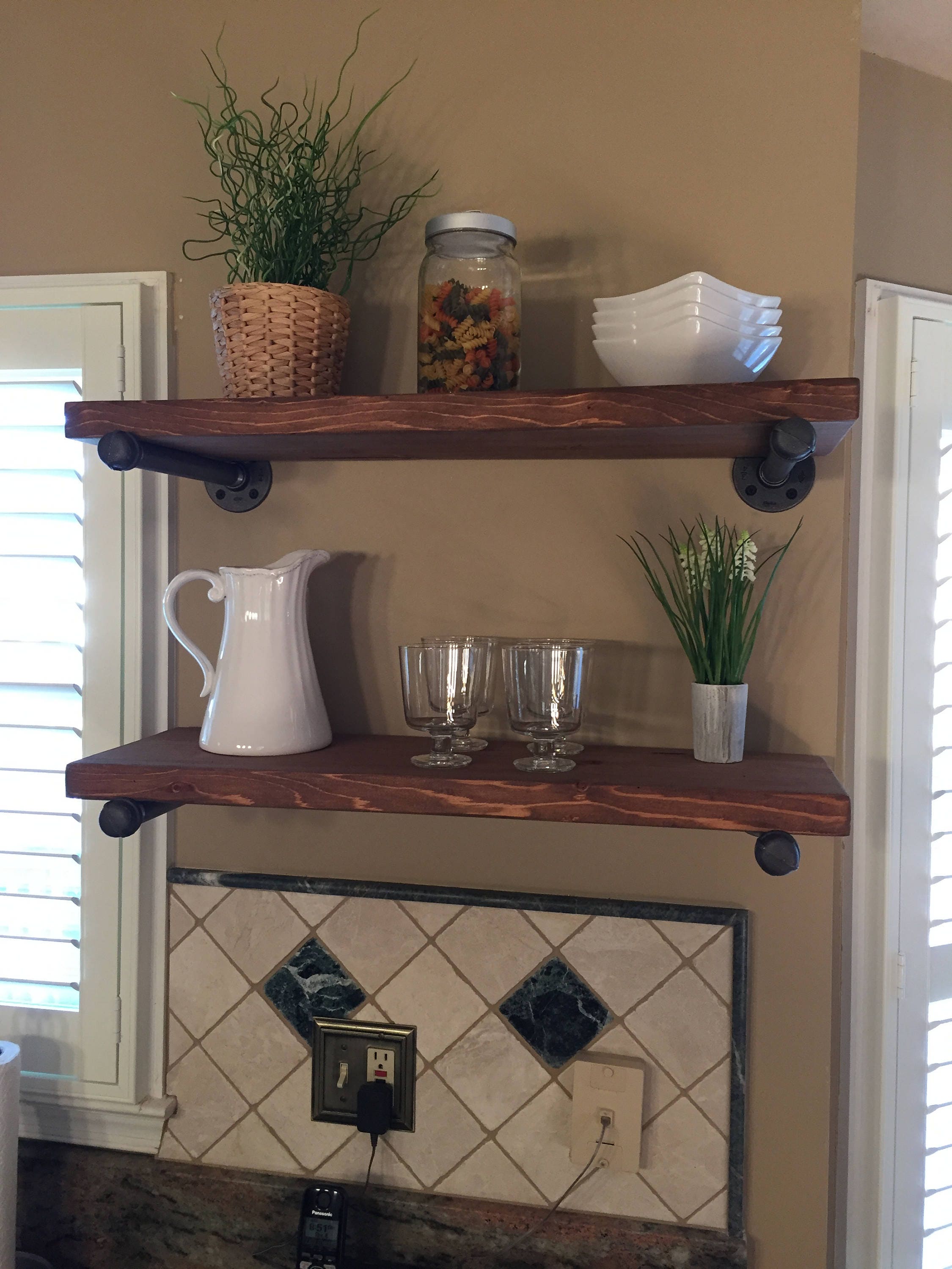 Floating Industrial Pipe Shelves Set of 3 Shelves Etsy
