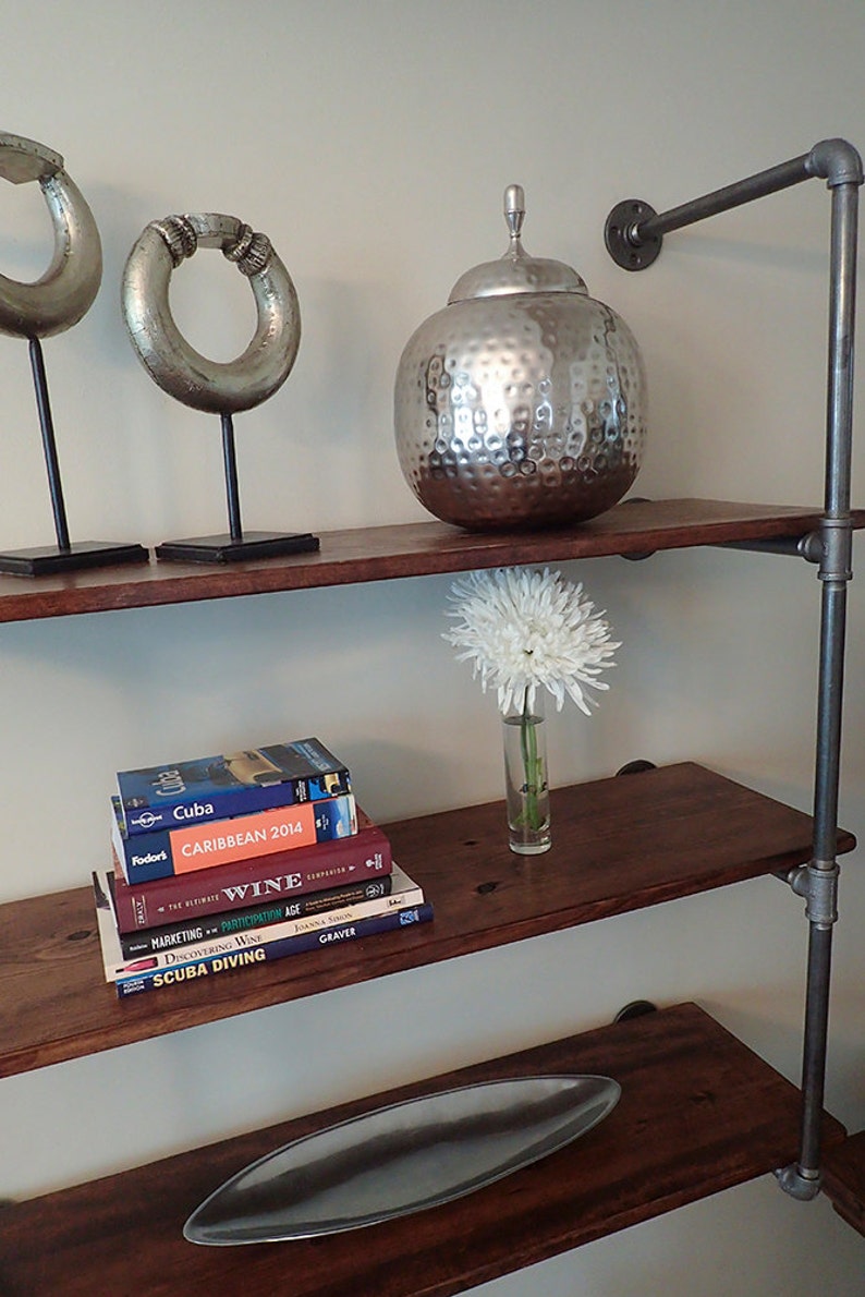 Industrial Pipe Shelving Unit Wall Mounted Etsy